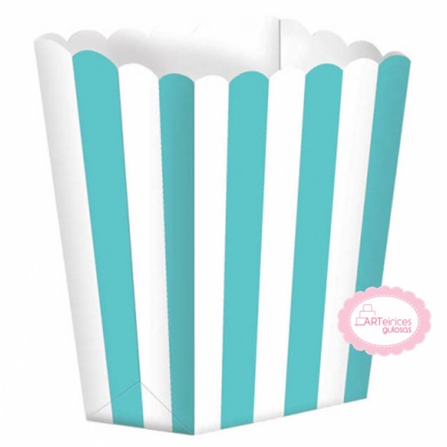 Caixas Pipocas Riscas Verde Água